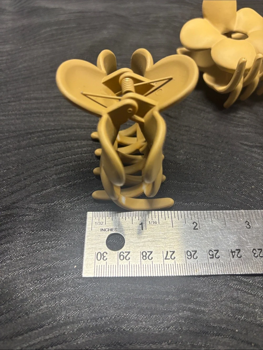 Set of 3 - Flower-Shaped Hair Claw Clip - Tan, Beige & Cream